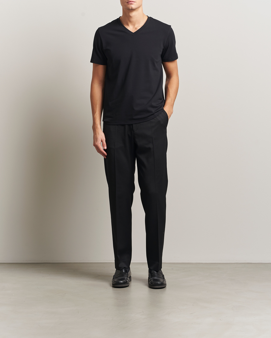 Hombres | Camisetas | Filippa K | Organic Cotton V-Neck T-Shirt Black