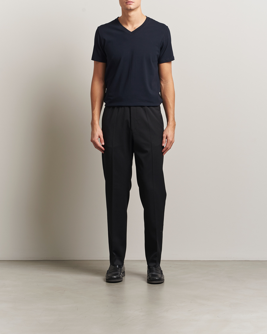 Hombres | Camisetas | Filippa K | Organic Cotton V-Neck T-Shirt Navy