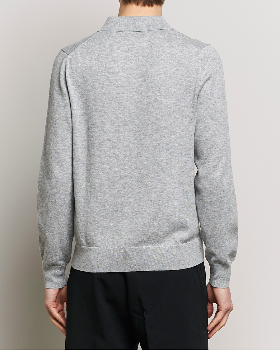 Hombres | Jerséis y prendas de punto | Filippa K | Knitted Polo Shirt Light Grey Melange
