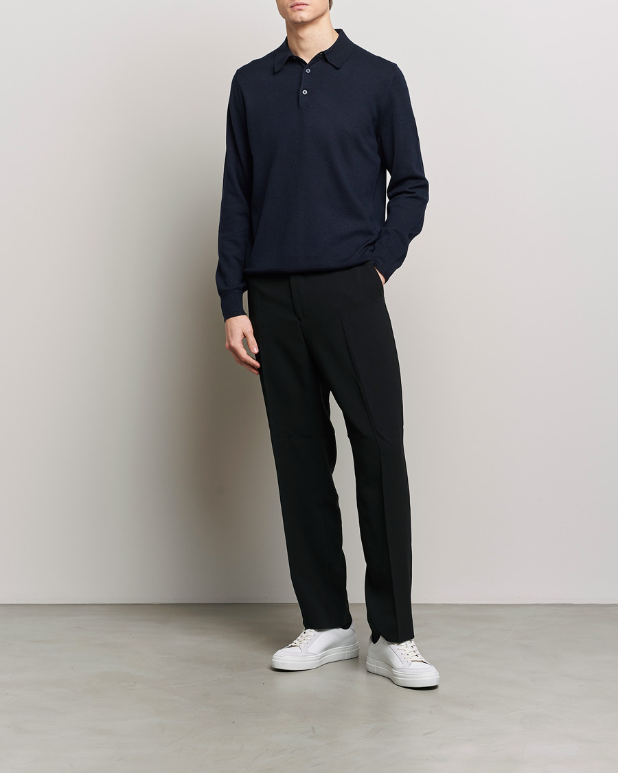 Hombres | Jerséis y prendas de punto | Filippa K | Knitted Polo Shirt Navy