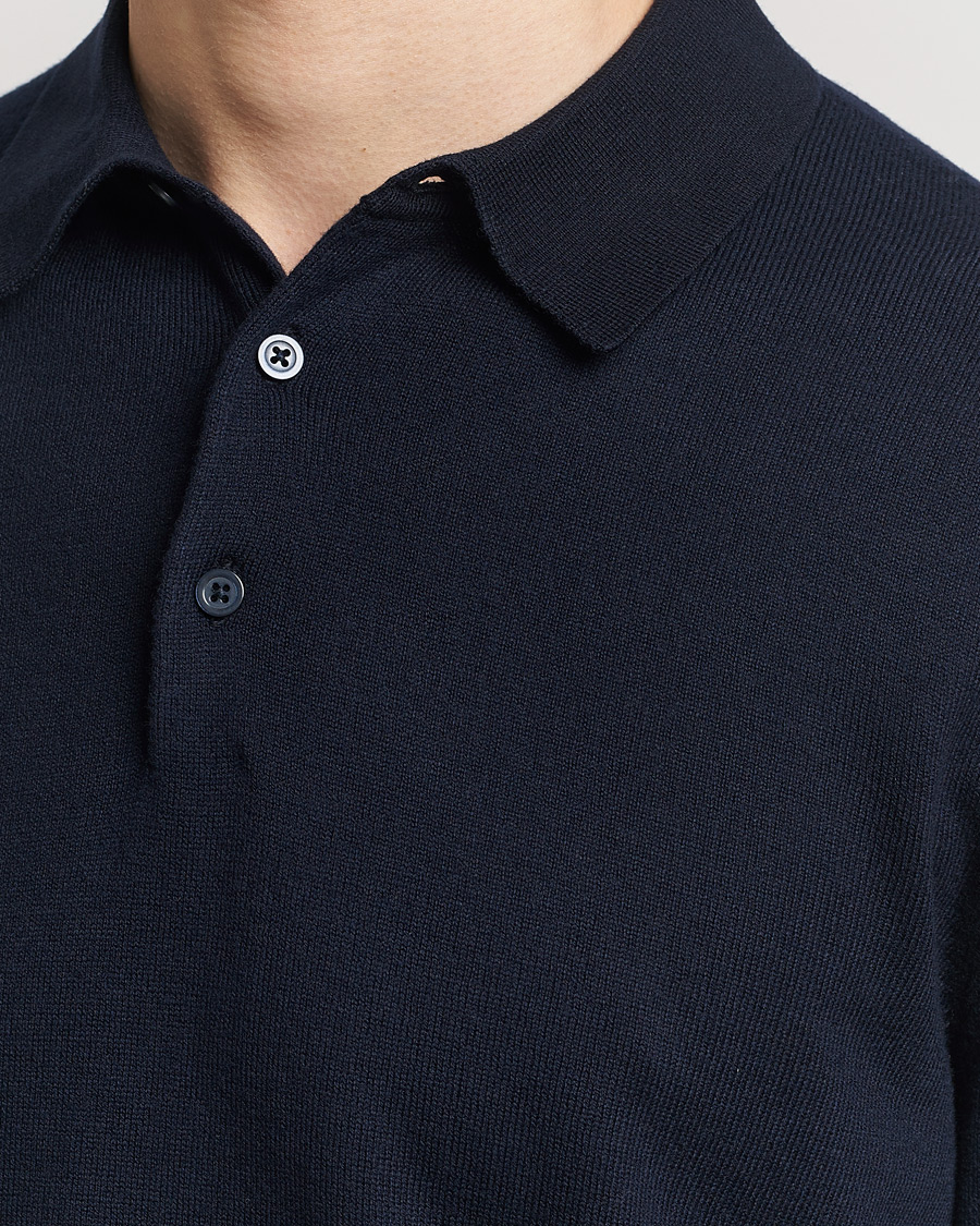 Hombres | Jerséis y prendas de punto | Filippa K | Knitted Polo Shirt Navy