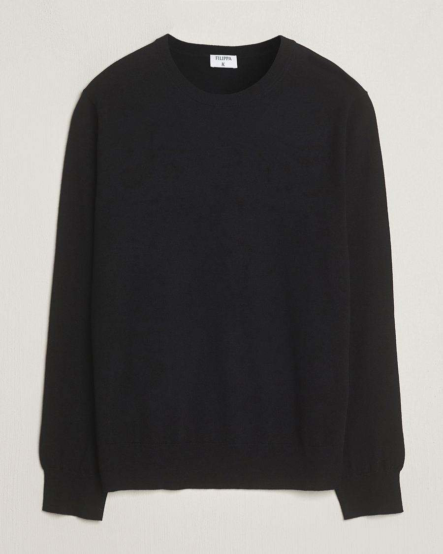 Hombres | Jerséis y prendas de punto | Filippa K | Merino Round Neck Sweater Black