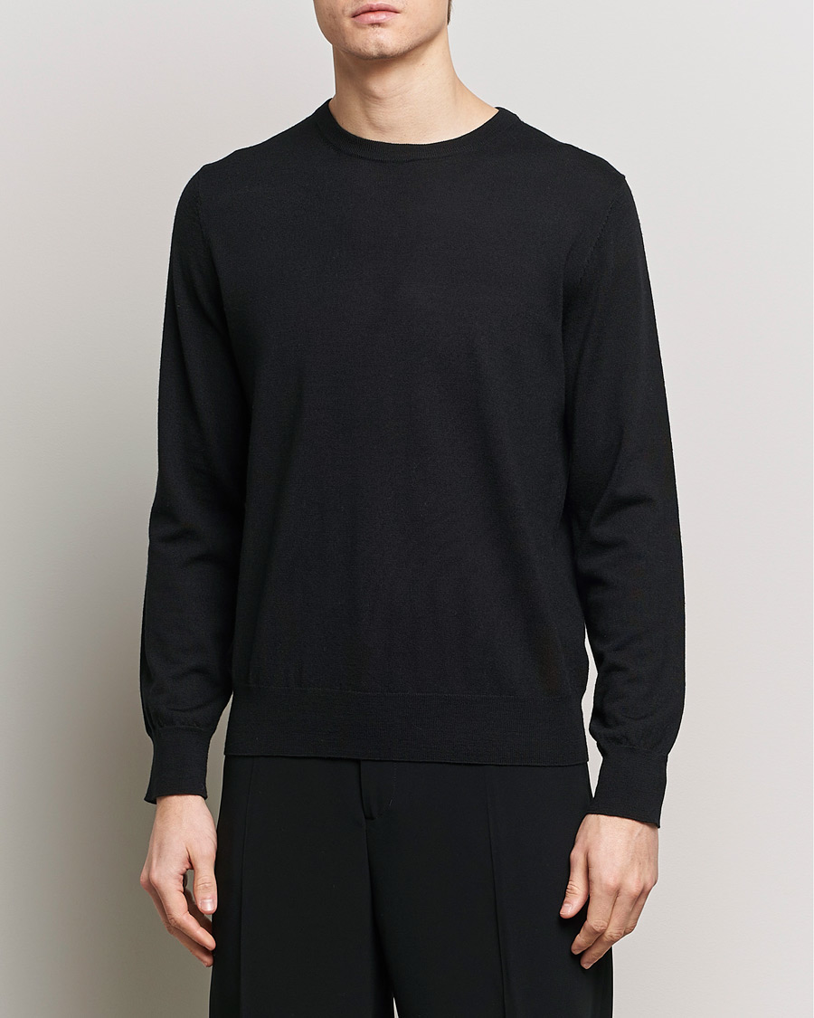 Hombres | Jerseys de cuello redondo | Filippa K | Merino Round Neck Sweater Black