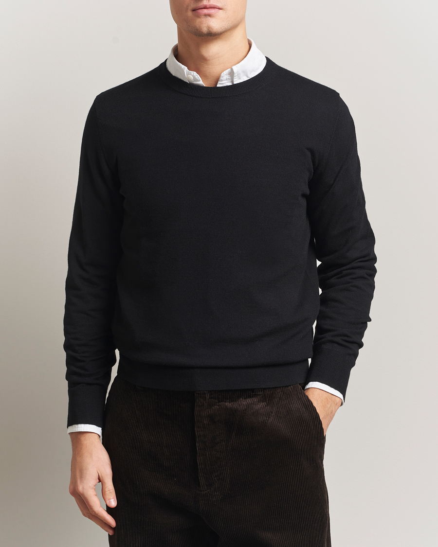Hombres | Jerséis y prendas de punto | Filippa K | Merino Round Neck Sweater Black