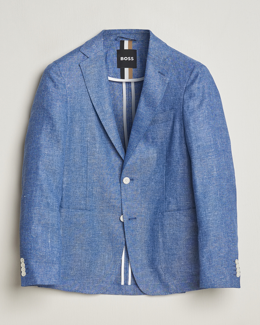 Hombres | Blazers | BOSS BLACK | Hanry Linen Blazer Medium Blue