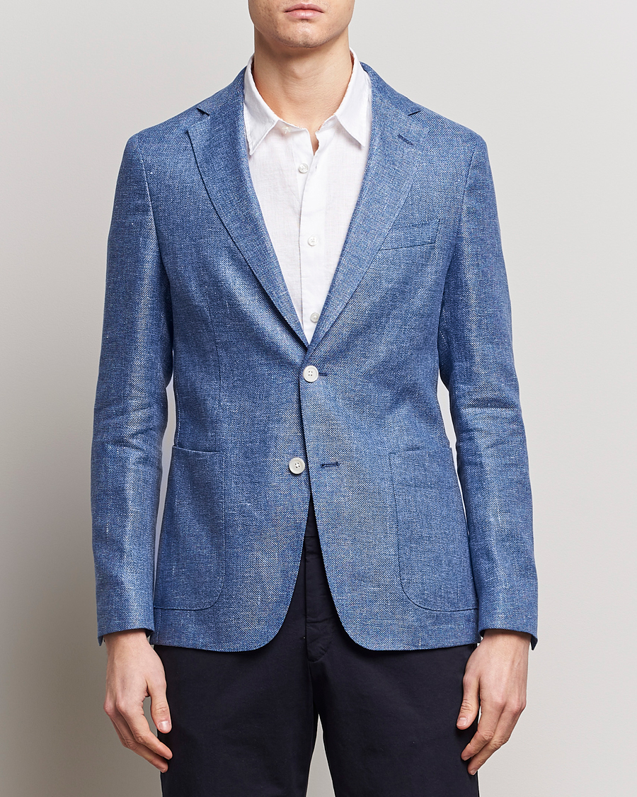 Hombres | Blazers | BOSS BLACK | Hanry Linen Blazer Medium Blue