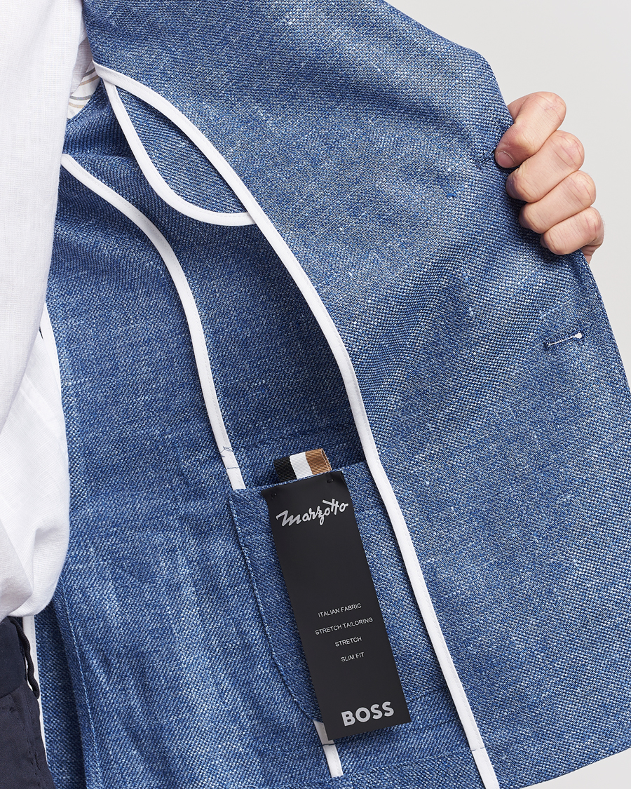 Hombres | Blazers | BOSS BLACK | Hanry Linen Blazer Medium Blue