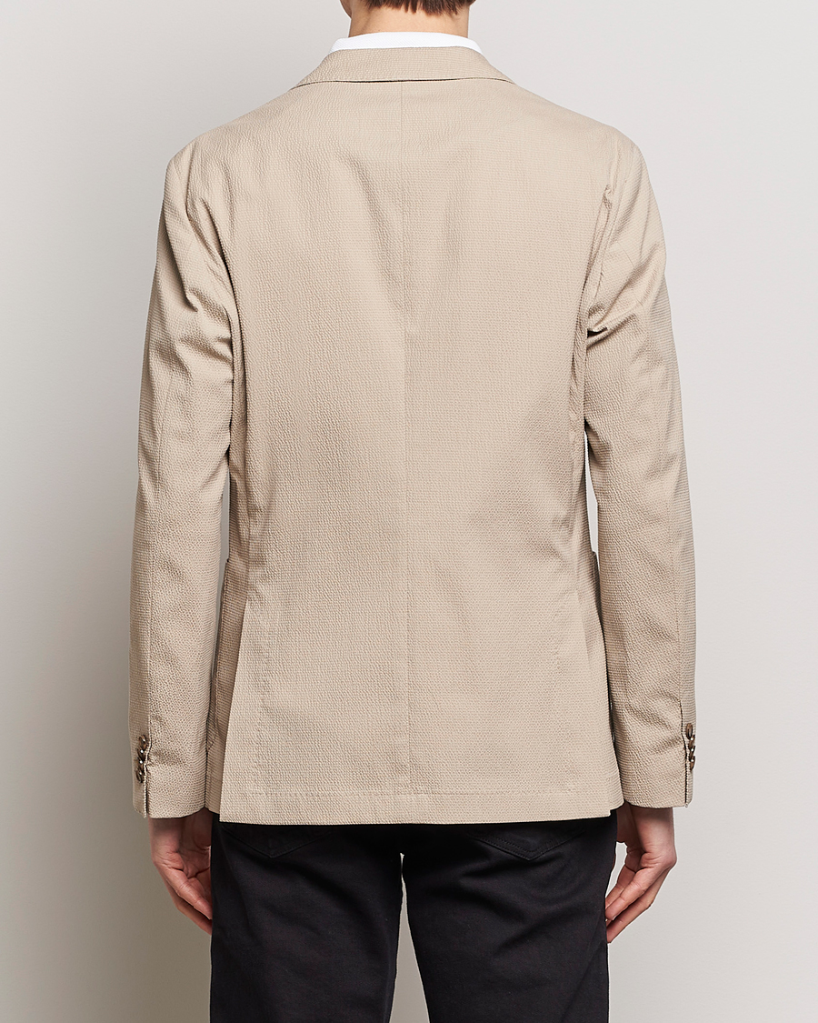Hombres | Blazers | BOSS BLACK | Hanry Cotton Seersucker Blazer Dark Beige