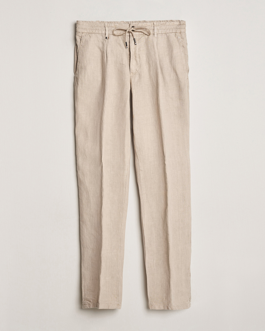 Hombres | Pantalones | BOSS BLACK | Genius Slim Fit Linen Pants Dark Beige