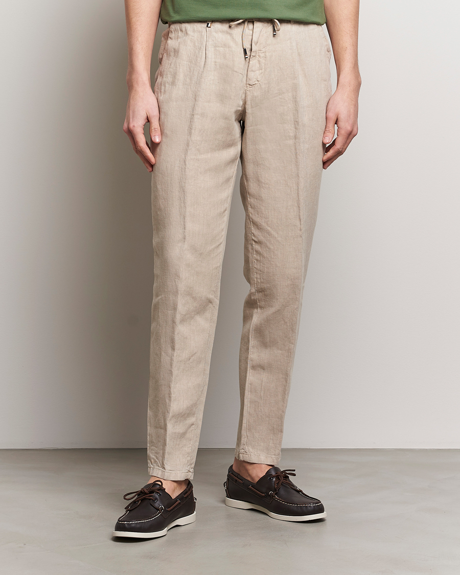 Hombres | Pantalones | BOSS BLACK | Genius Slim Fit Linen Pants Dark Beige