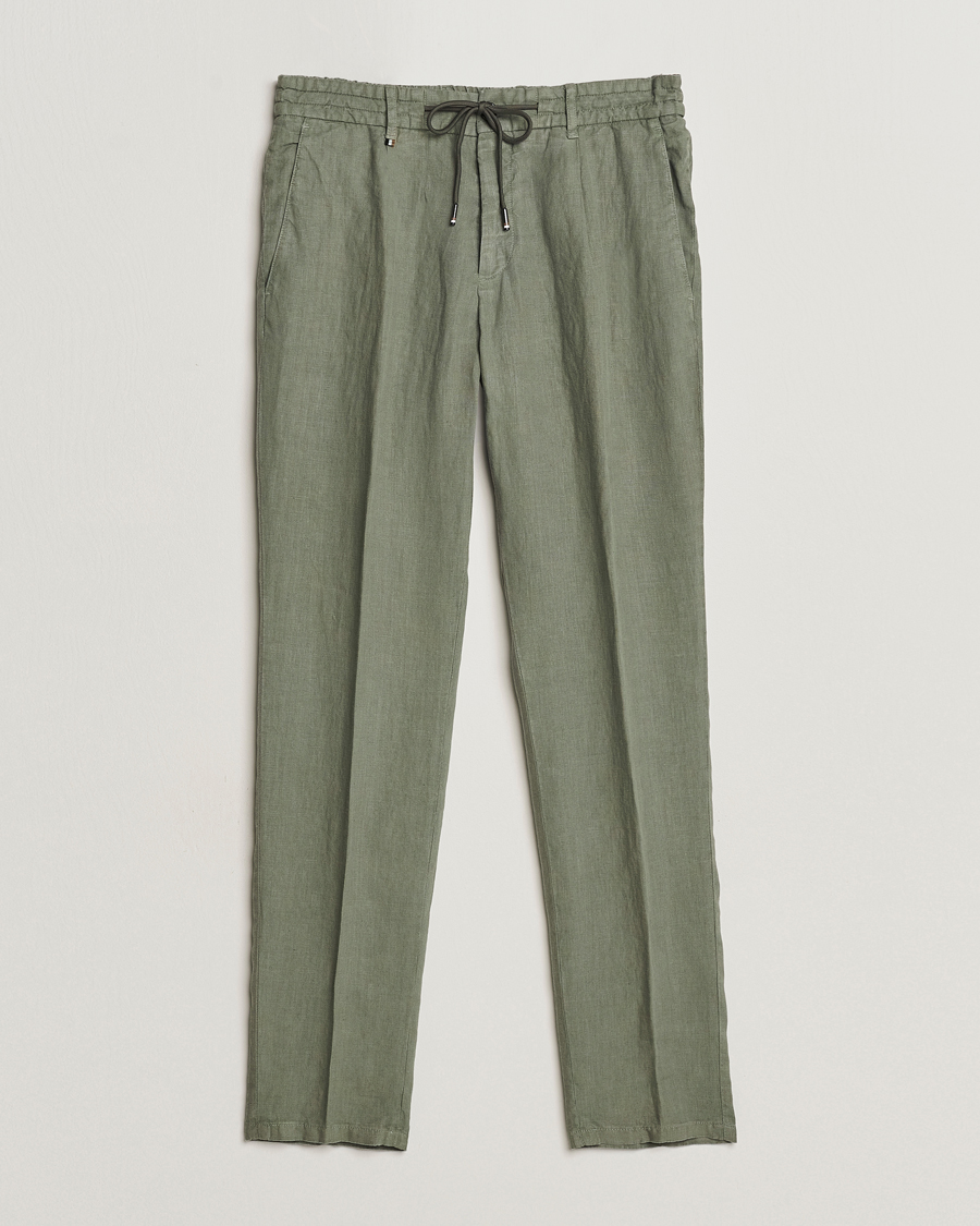 Hombres | Pantalones | BOSS BLACK | Genius Slim Fit Linen Pants Open Green