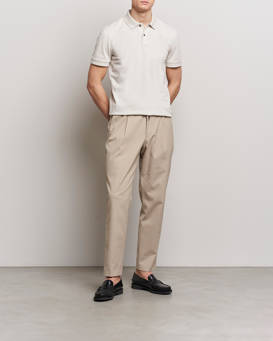 Hombres | Pantalones | BOSS BLACK | Perin Cotton Seersucker Pants Dark Beige