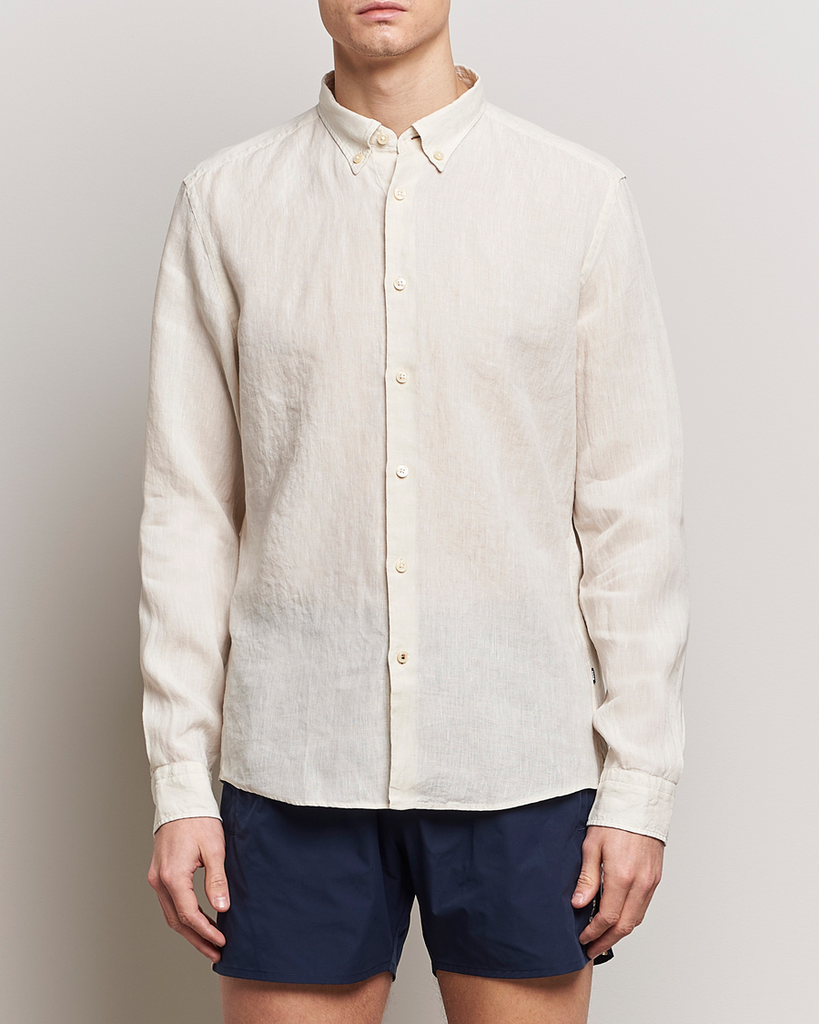 Hombres | Camisas de lino | BOSS BLACK | Liam Linen Shirt Open White