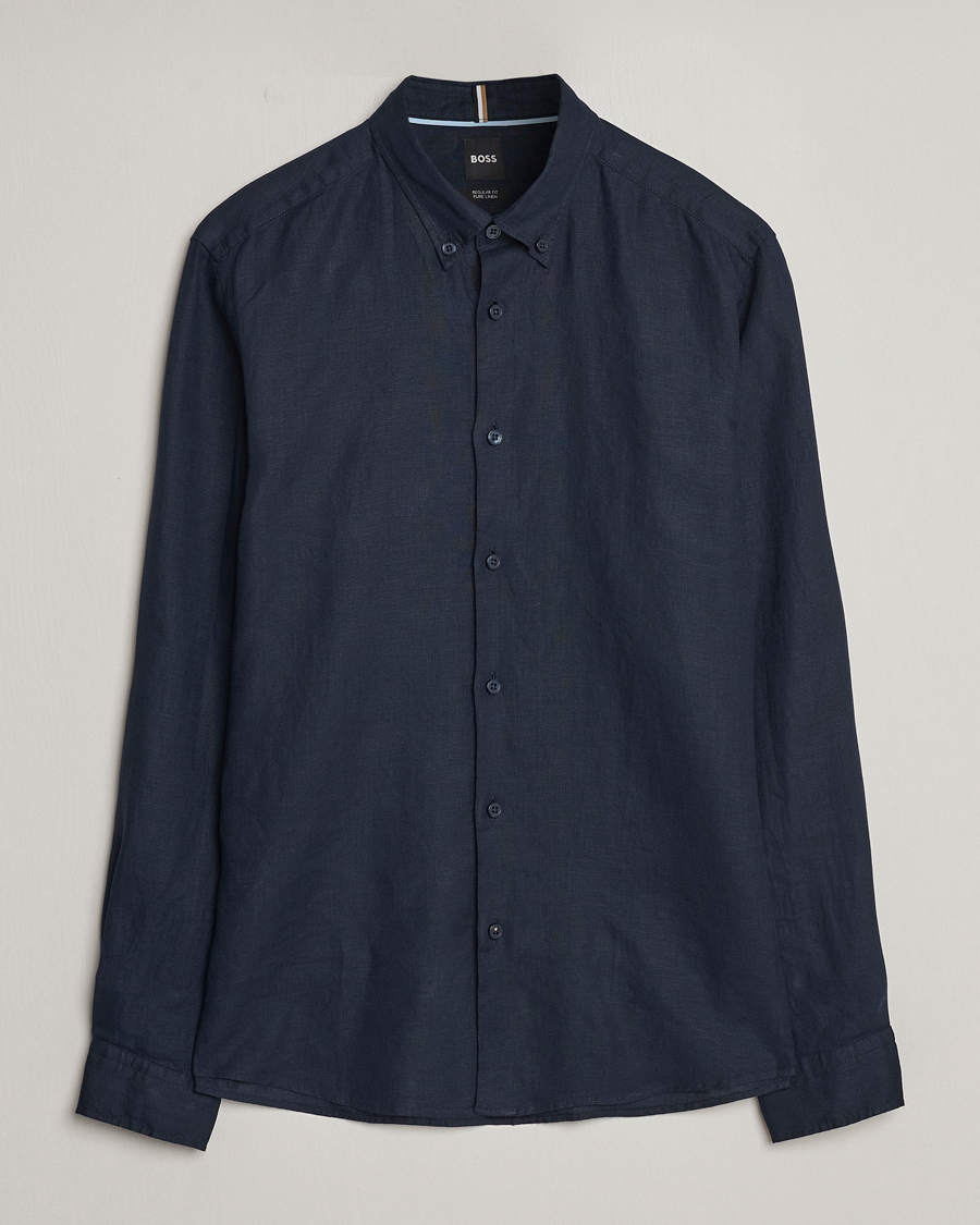 Hombres | Camisas | BOSS BLACK | Liam Linen Shirt Dark Blue
