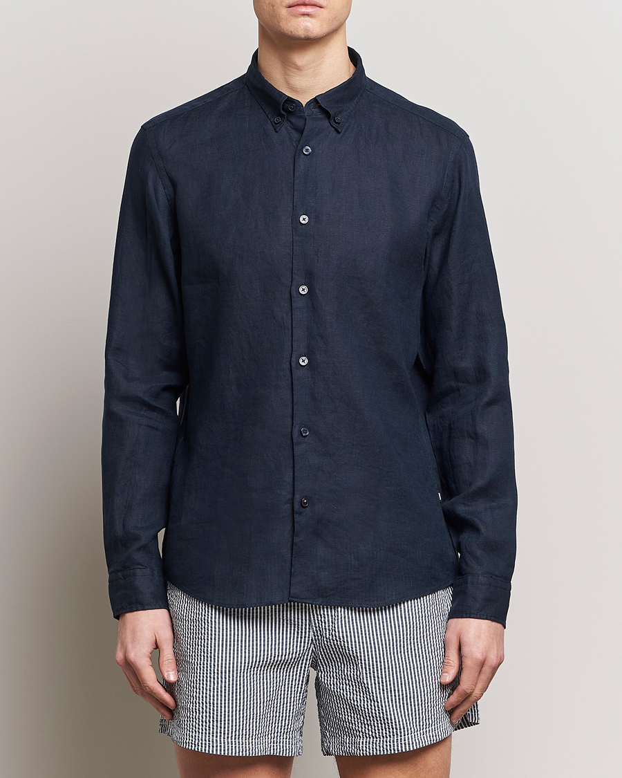 Hombres | Camisas | BOSS BLACK | Liam Linen Shirt Dark Blue
