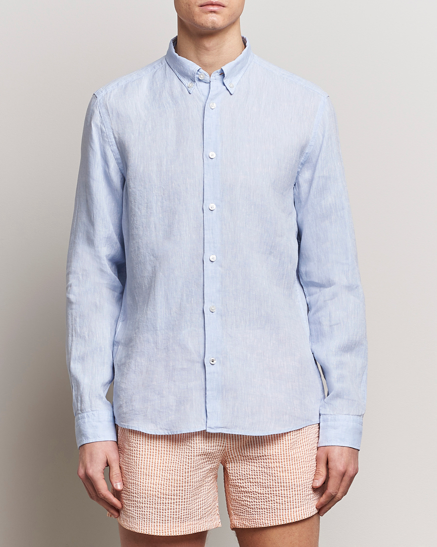 Hombres | Camisas de lino | BOSS BLACK | Liam Linen Shirt Light Blue