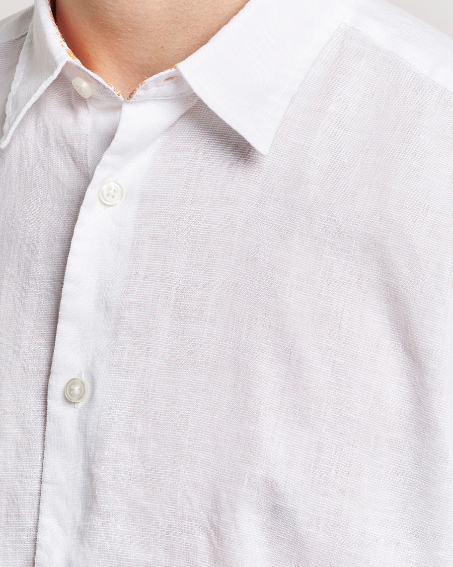 Hombres | Camisas | BOSS BLACK | Liam Short Sleeve Linen Shirt White