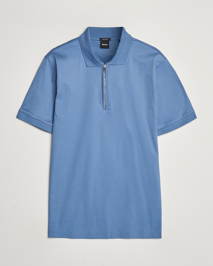Hombres | Polos | BOSS BLACK | Polston Half Zip Polo Light Blue