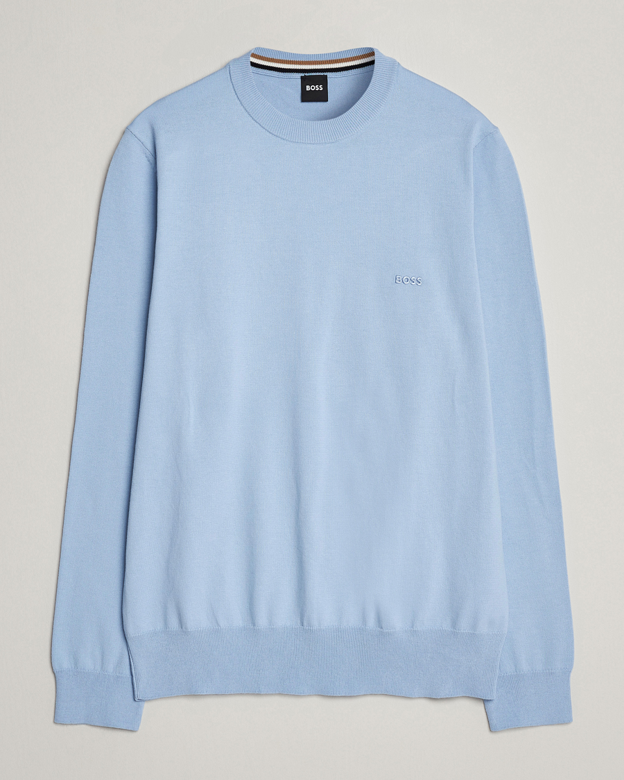 Hombres | Jerséis y prendas de punto | BOSS BLACK | Pacas Crew Neck Pullover Light Blue