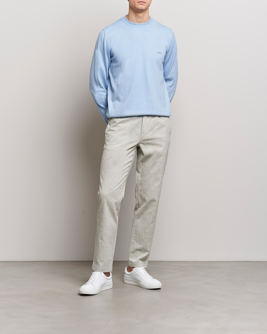 Hombres | Jerséis y prendas de punto | BOSS BLACK | Pacas Crew Neck Pullover Light Blue