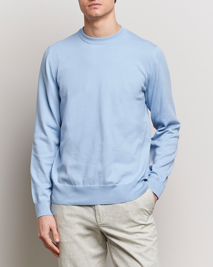 Hombres | Jerséis y prendas de punto | BOSS BLACK | Pacas Crew Neck Pullover Light Blue