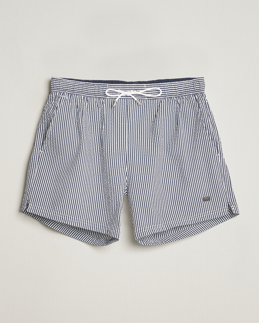 Hombres | Bañadores | BOSS BLACK | Velvetfish Seersucker Swimshorts Navy