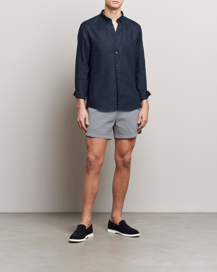 Hombres | Bañadores | BOSS BLACK | Velvetfish Seersucker Swimshorts Navy