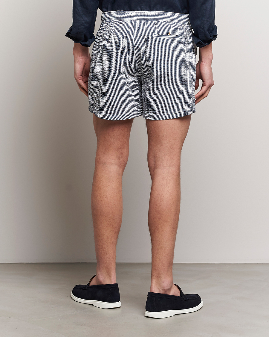 Hombres | Bañadores | BOSS BLACK | Velvetfish Seersucker Swimshorts Navy