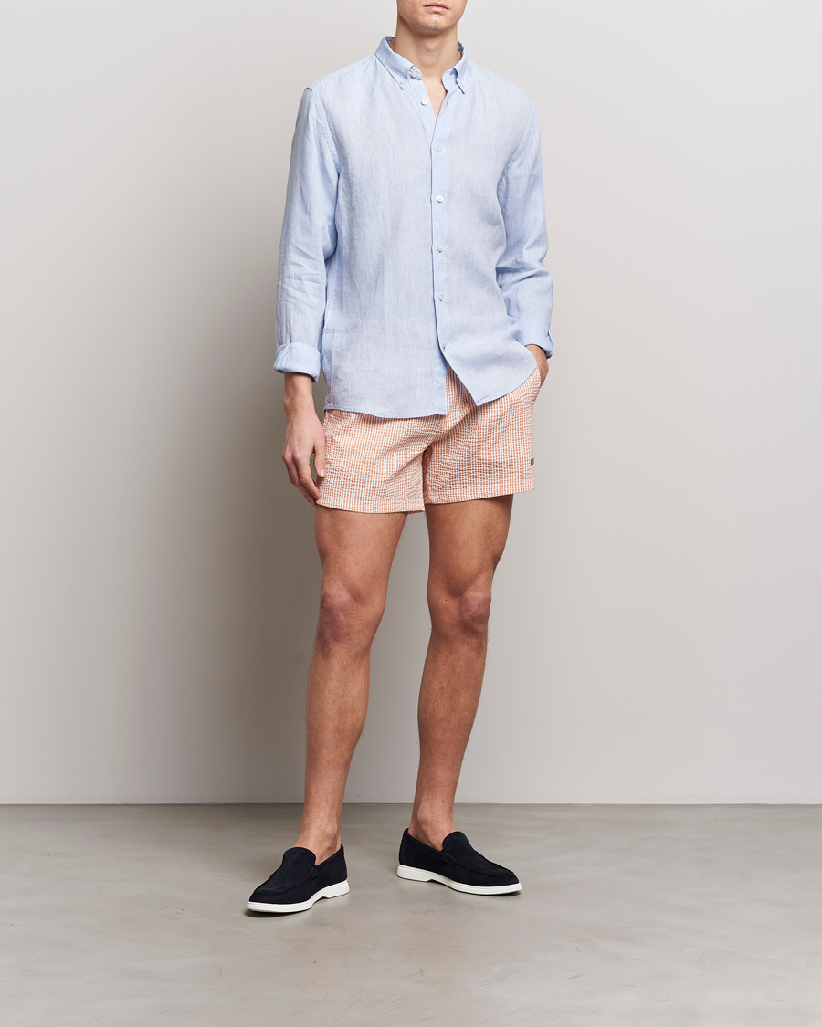 Hombres | Bañadores | BOSS BLACK | Velvetfish Seersucker Swimshorts Orange
