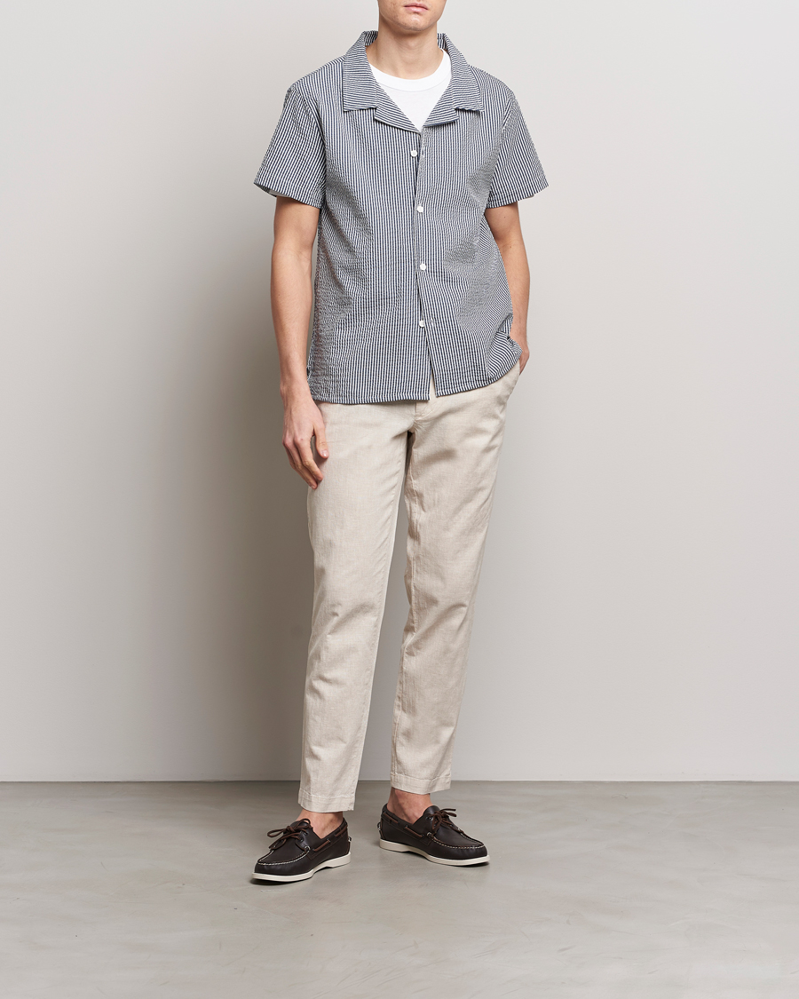 Hombres | Camisas | BOSS BLACK | Short Sleeve Open Collar Shirt Navy