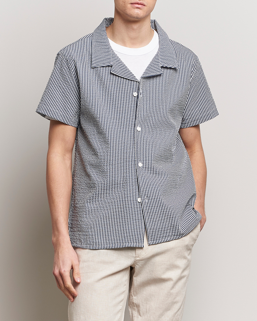 Hombres | Camisas | BOSS BLACK | Short Sleeve Open Collar Shirt Navy