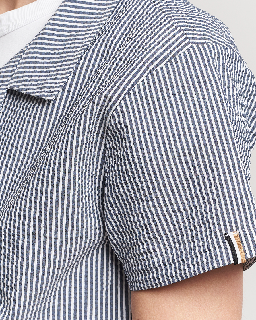 Hombres | Camisas | BOSS BLACK | Short Sleeve Open Collar Shirt Navy