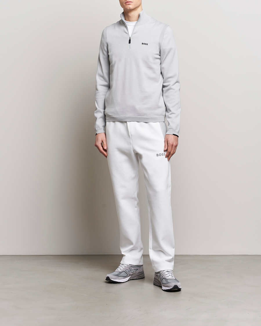 Hombres | Jerséis y prendas de punto | BOSS GREEN | Ever Knitted Half Zip Light Grey