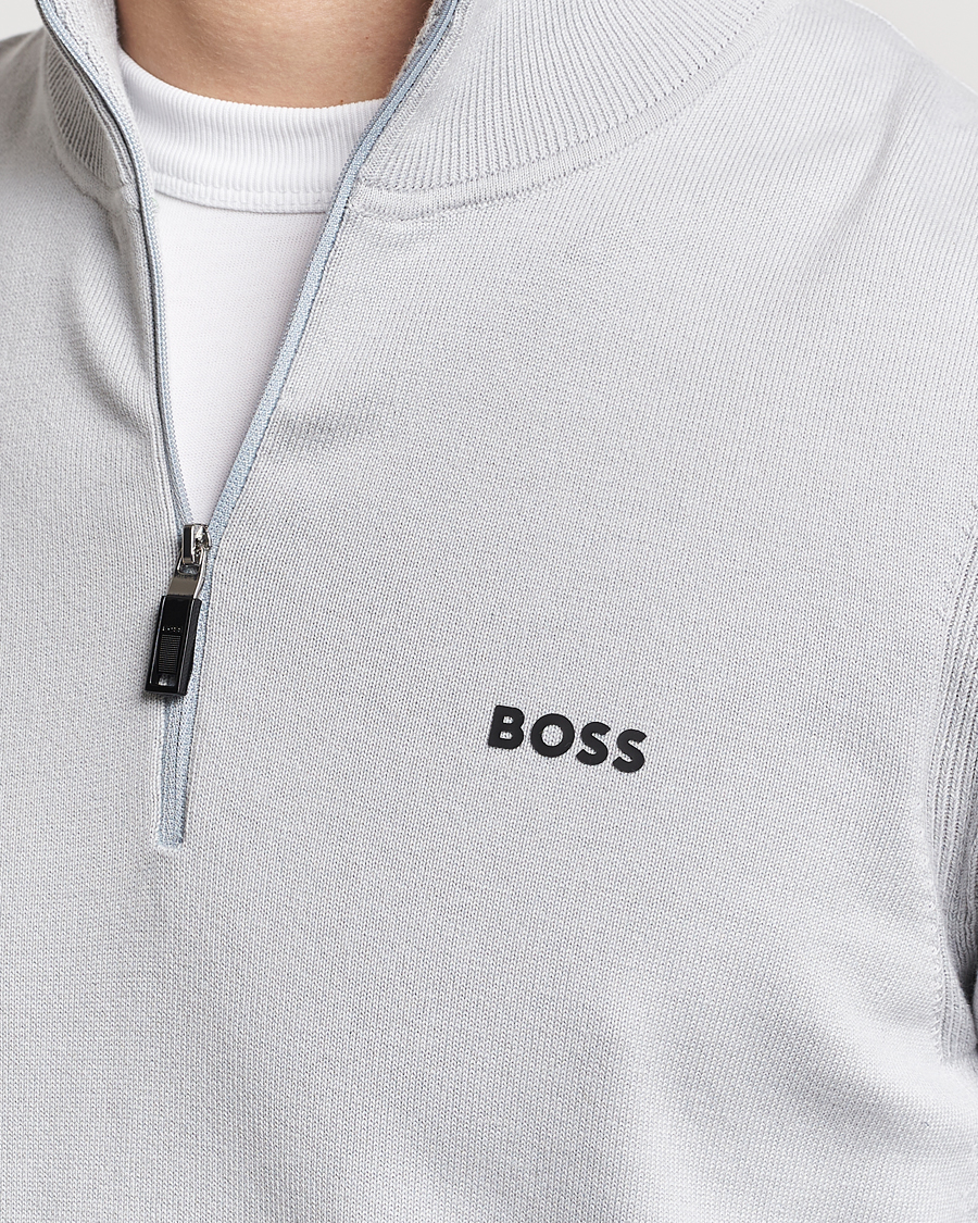 Hombres | Jerséis y prendas de punto | BOSS GREEN | Ever Knitted Half Zip Light Grey