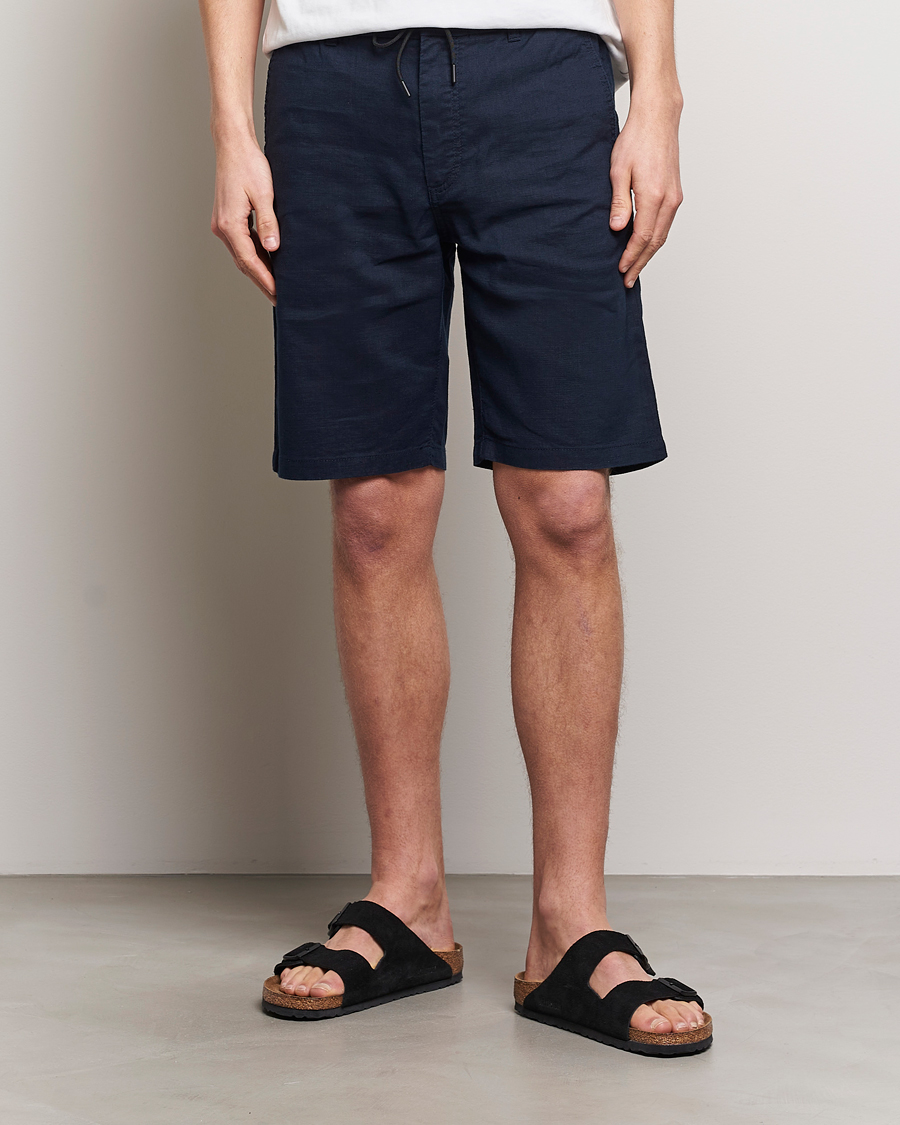 Hombres | Pantalones cortos con cordones | BOSS ORANGE | Tapered Chino Drawstring Shorts Dark Blue