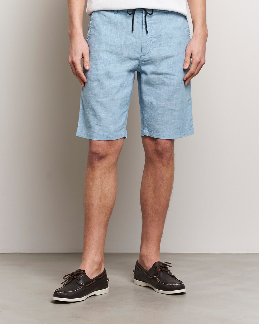 Hombres | Pantalones cortos con cordones | BOSS ORANGE | Tapered Chino Drawstring Shorts Open Blue