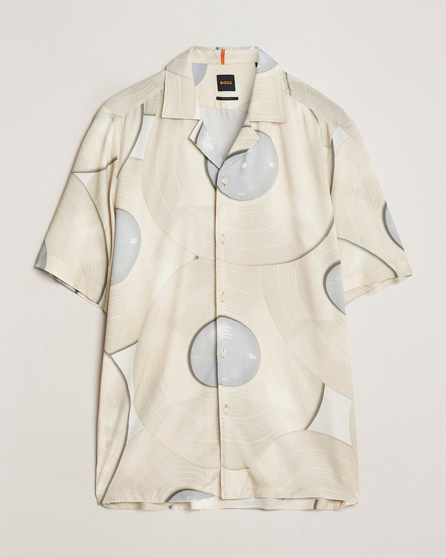 Hombres | Camisas | BOSS ORANGE | Rayer Short Sleeve Printed Shirt Light Beige