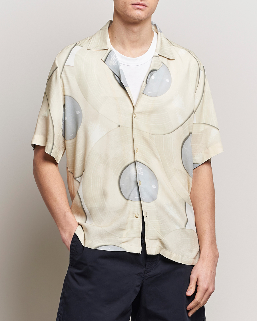 Hombres | Camisas de manga corta | BOSS ORANGE | Rayer Short Sleeve Printed Shirt Light Beige