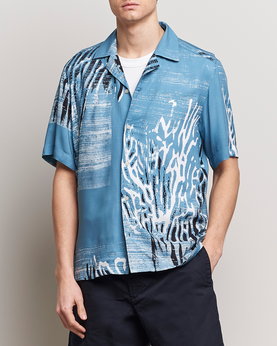 Hombres | Casual | BOSS ORANGE | Rayer Short Sleeve Printed Shirt Open Blue