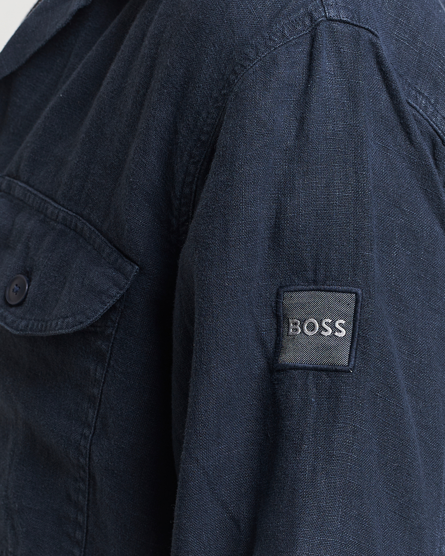 Hombres | Camisas | BOSS ORANGE | Lovel Linen Overshirt Dark Blue
