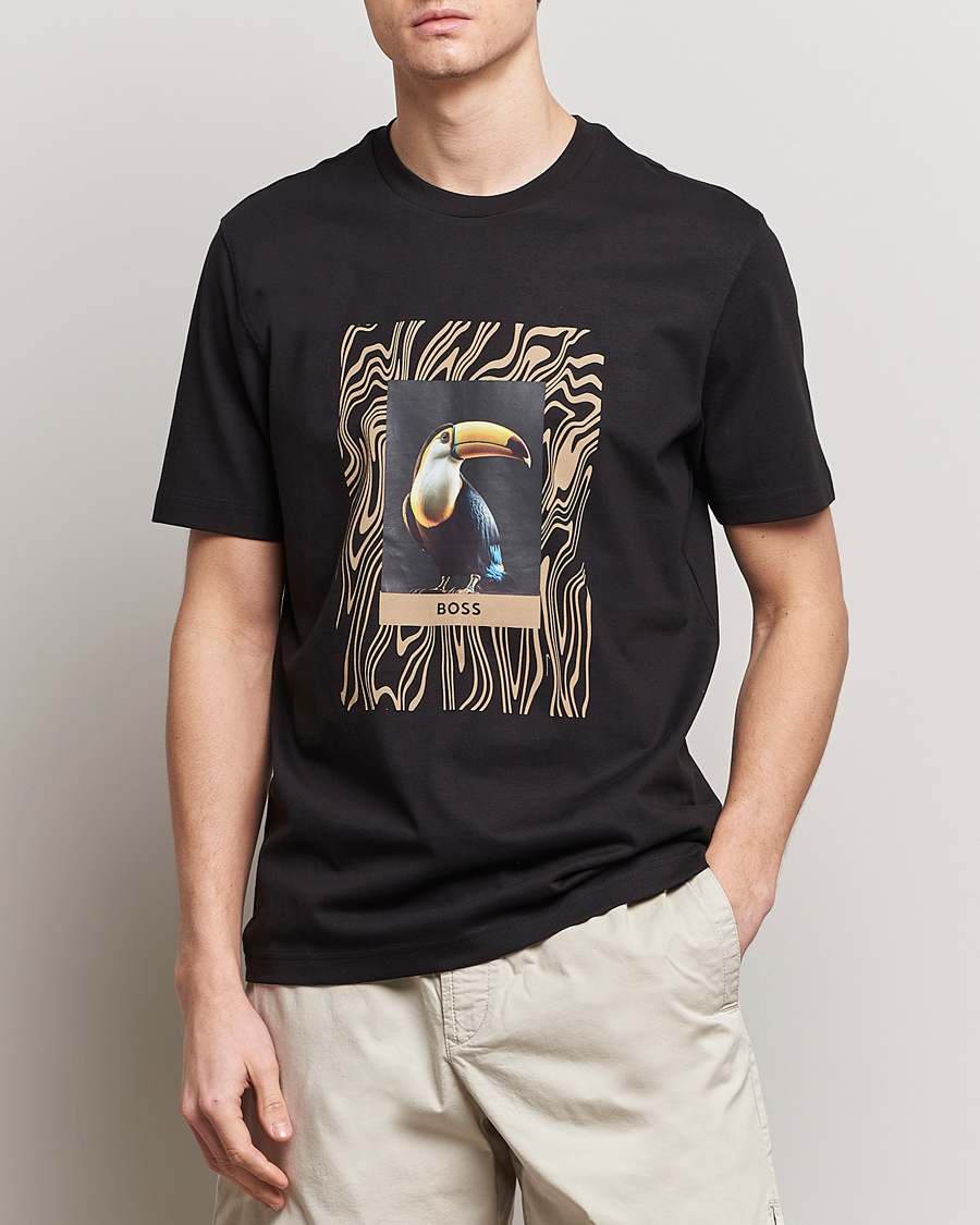 Hombres | Camisetas | BOSS ORANGE | Tucan Printed Crew Neck T-Shirt Black