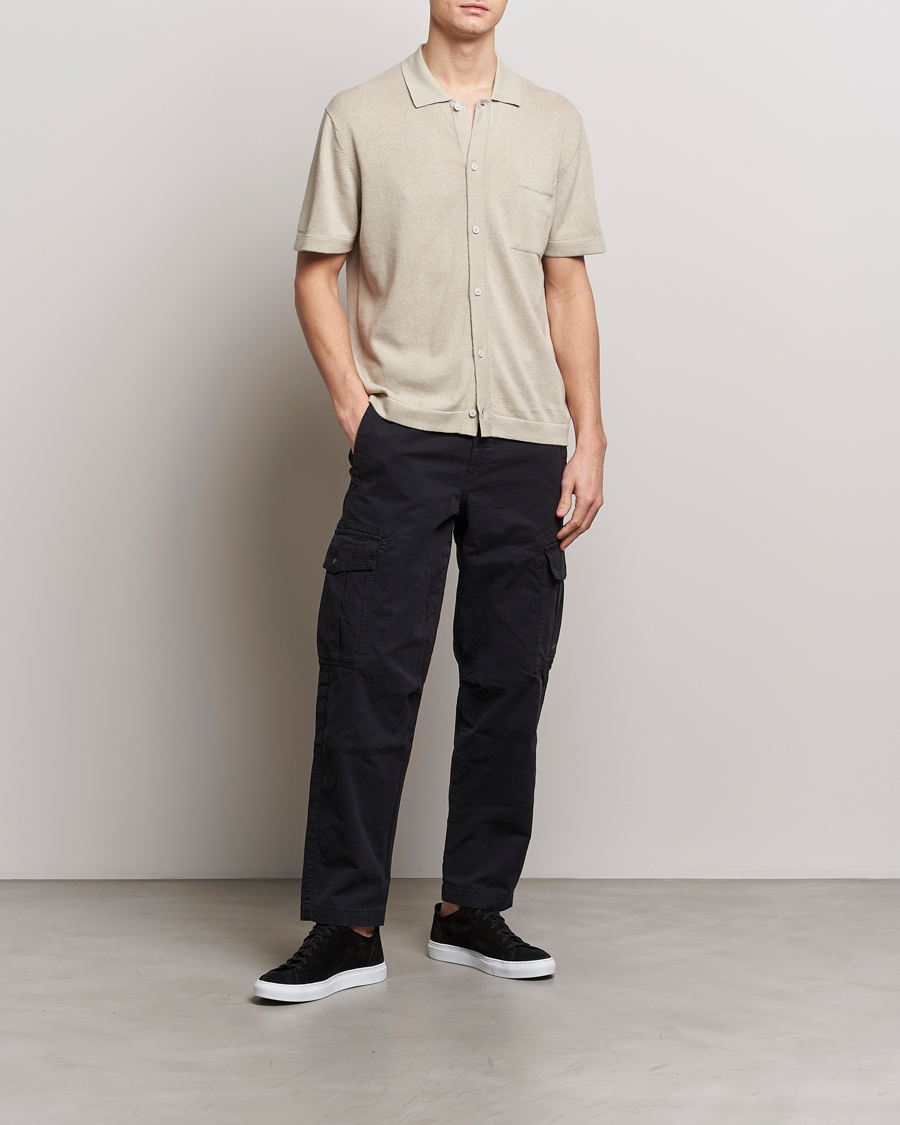 Hombres | Camisas | BOSS ORANGE | Kamiccio Knitted Short Sleeve Shirt Light Beige