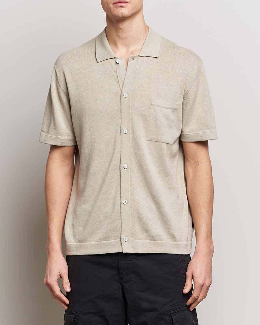 Hombres | BOSS ORANGE | BOSS ORANGE | Kamiccio Knitted Short Sleeve Shirt Light Beige