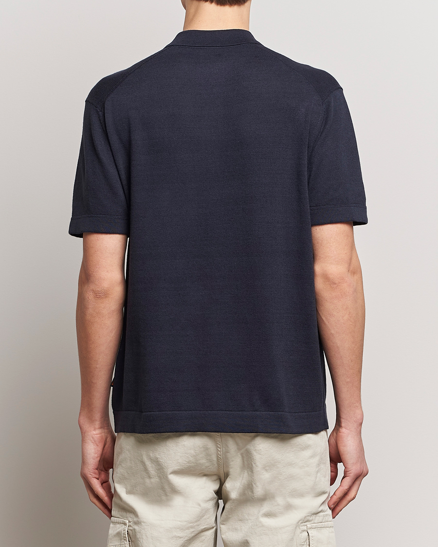 Hombres | Camisas | BOSS ORANGE | Kamiccio Knitted Short Sleeve Shirt Dark Blue