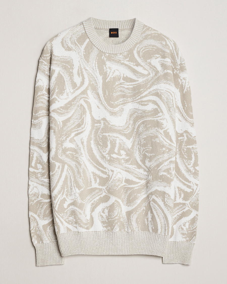 Hombres | Jerséis y prendas de punto | BOSS ORANGE | Kliam Printed Sweatshirt Light Beige