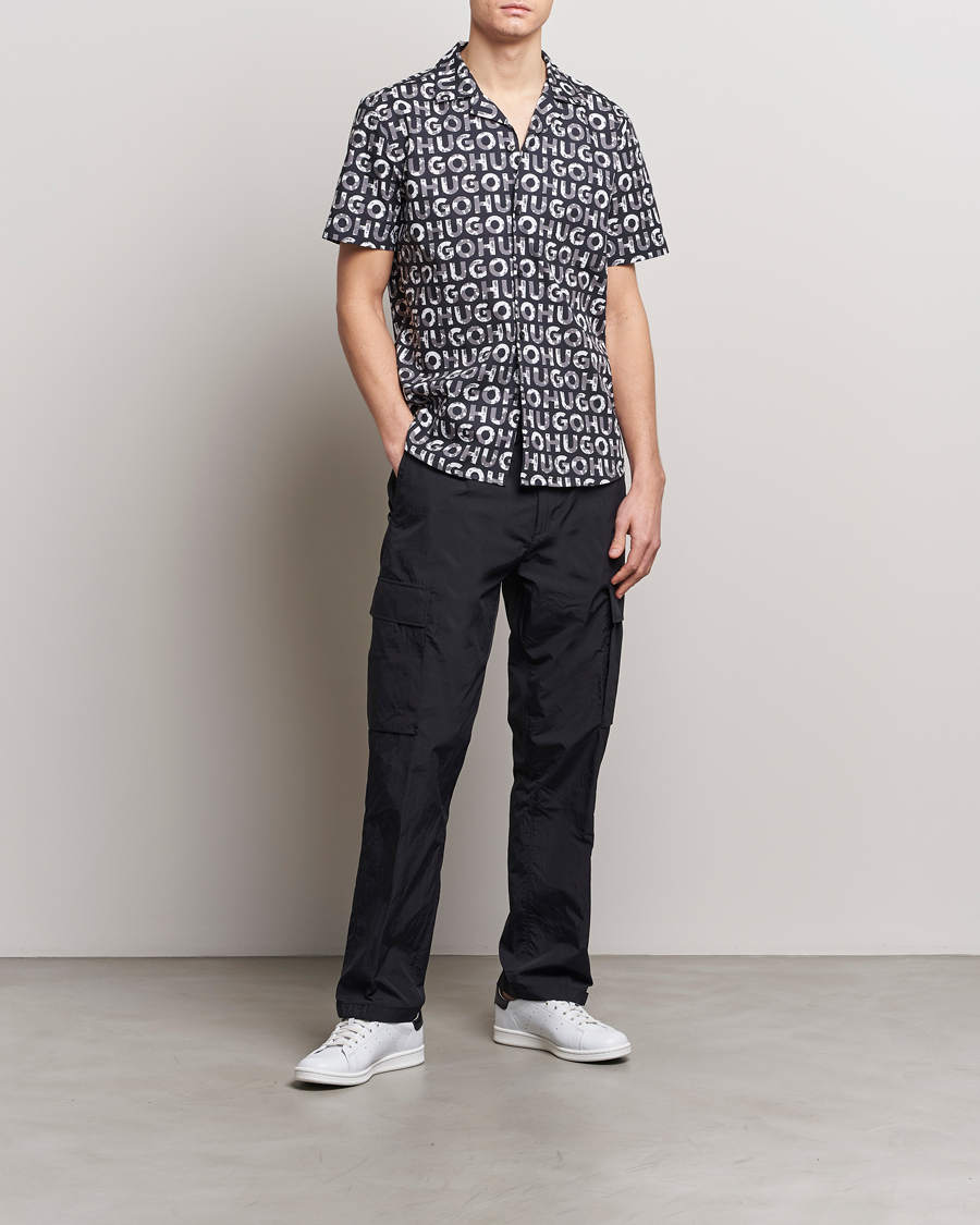 Hombres | Camisas | HUGO | Ellino Short Sleeve Cotton Shirt Black/White