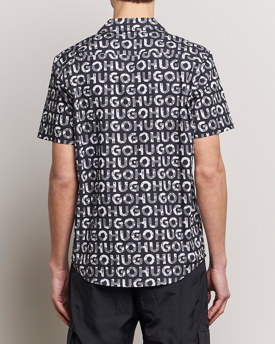 Hombres | Camisas | HUGO | Ellino Short Sleeve Cotton Shirt Black/White