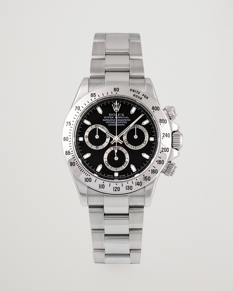 Hombres | Rolex Pre-Owned Daytona Black dial Steel 116520 Silver | Rolex Pre-Owned | Daytona Black dial Steel 116520 Silver