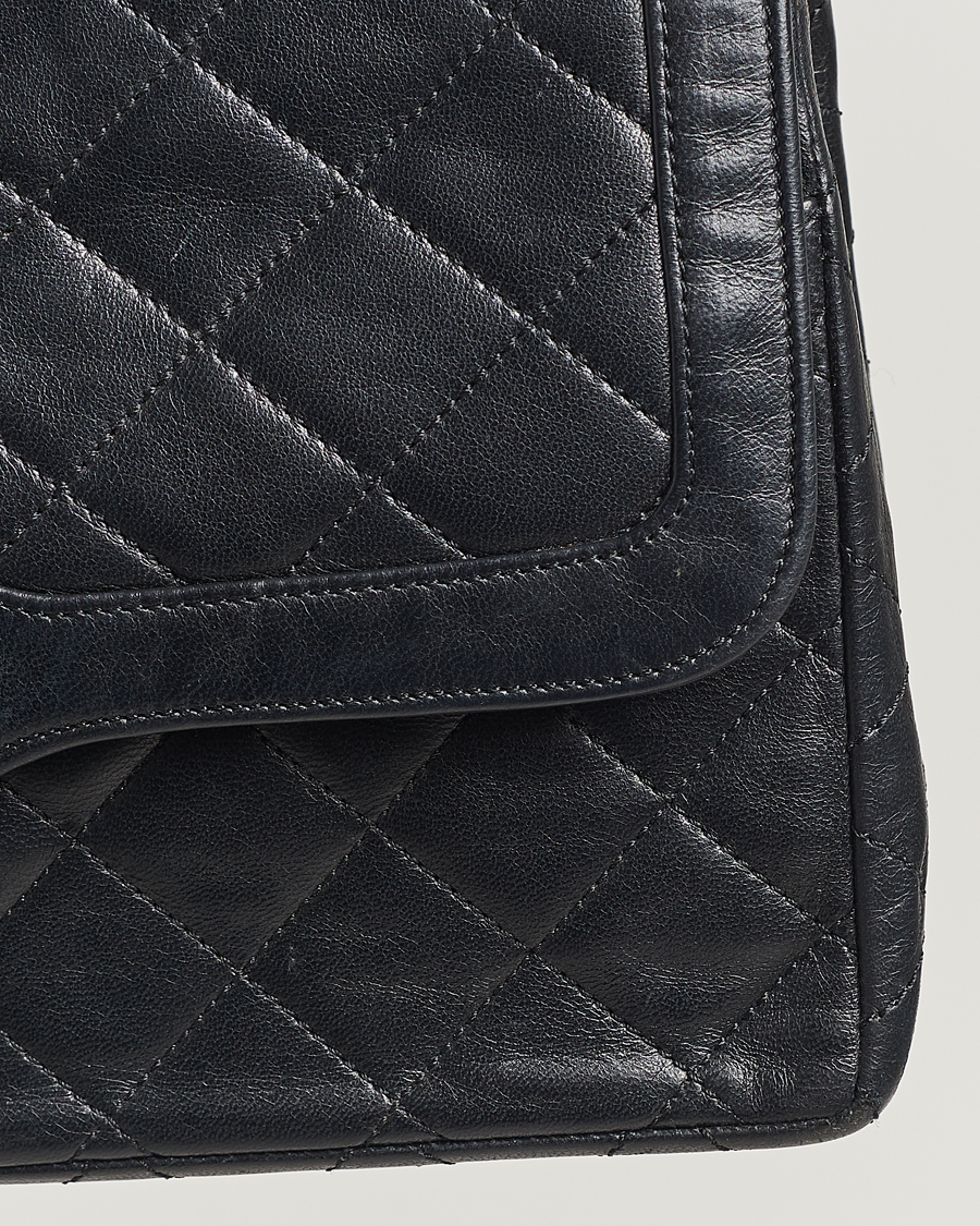 Hombres | Chanel Pre-Owned Matelasse Double Flap Bag Black | Chanel Pre-Owned | Matelasse Double Flap Bag Black