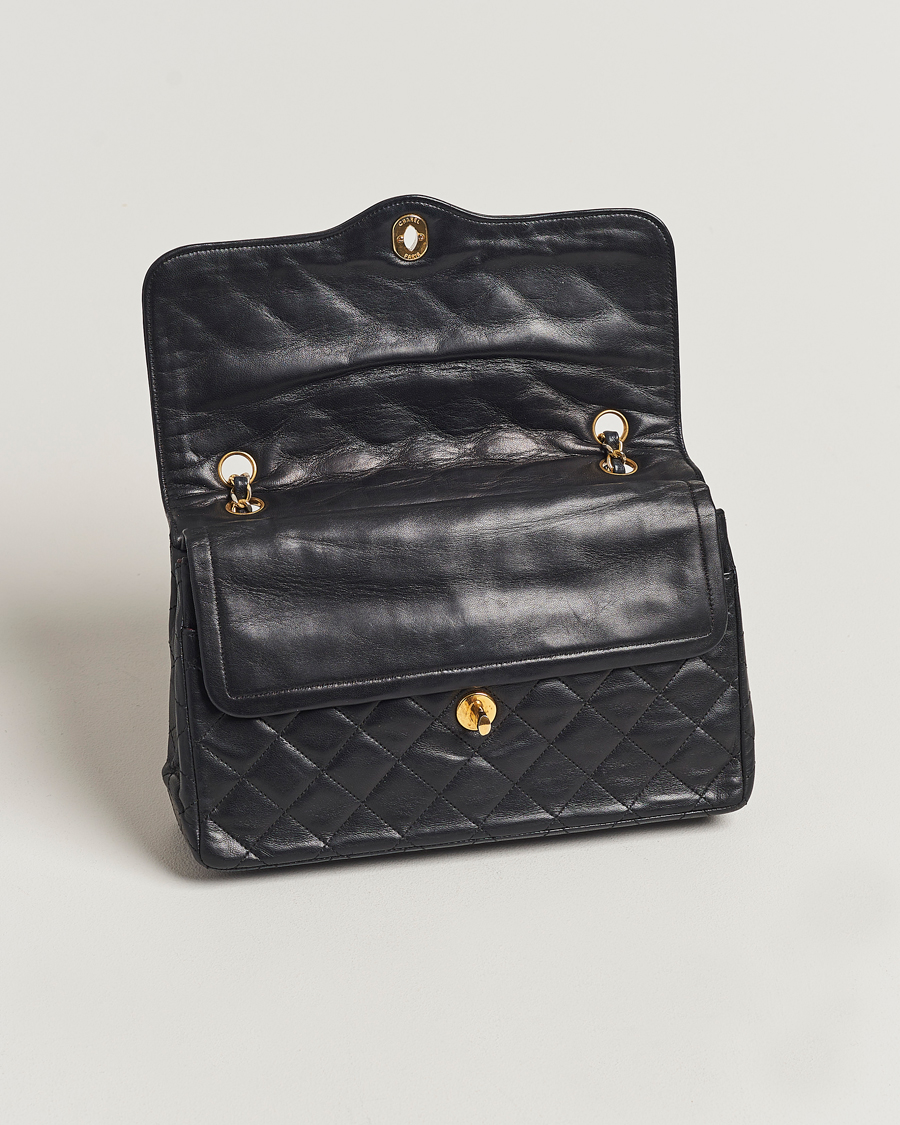 Hombres | Chanel Pre-Owned Matelasse Double Flap Bag Black | Chanel Pre-Owned | Matelasse Double Flap Bag Black